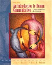 Cover of: An Introduction to Human Communication by Judy C. Pearson, Paul E. Nelson, Judy C. Pearson, Paul E. Nelson