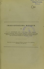Cover of: Chorio-epithelioma malignum by Frederick Albert Lockhart