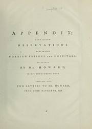 Cover of: Appendix [to the Account of the lazarettos]; containing observations concerning foreign prisons and hospitals by Howard, John
