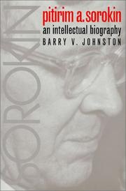 Cover of: Pitirim A. Sorokin by Barry V. Johnston