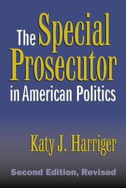 Cover of: The special prosecutor in American politics