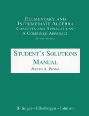 Cover of: Elementary and Intermediate Algebra: Concepts and Applications : A Combined Approach : Student's Solutions Manual