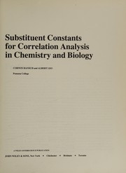 Cover of: Substituent constants for correlation analysis in chemistry and biology by Corwin H. Hansch