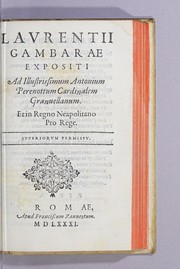 Cover of: Laurentii Gambarae Expositi