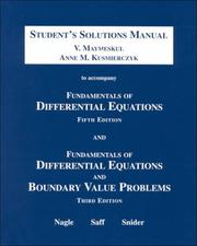 Cover of: Fundamentals of Differential Equations and Boundary Value Problems: Student's Solutions Manual, Third Edition