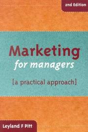 Cover of: Marketing for Managers by Leyland F. Pitt, Leyland F. Pitt