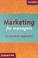 Cover of: Marketing for Managers