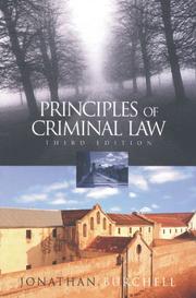 Cover of: Principles of criminal law by Jonathan M. Burchell