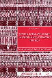 Cover of: Syntax, form and genre in sonatas and canzonas 1621-1635