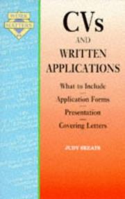 Cover of: CVs and Written Applications (Work Matters)
