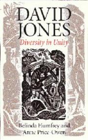 Cover of: David Jones: Diversity and Unity