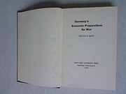 Cover of: Germany's Economic Preperations for War (Harvard Economic Studies)