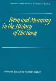 Cover of: Form and meaning in the history of the book: selected essays