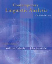 Contemporary linguistic analysis by John Archibald, William D. O'Grady, William C'Grady