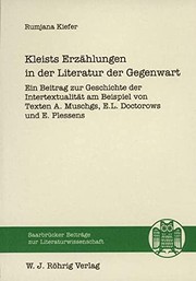 Cover of: Kleists Erzählungen in der Literatur der Gegenwart by Rumjana Kiefer