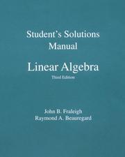 Cover of: Linear Algebra (Student's Solutions Manual) by John B. Fraleigh