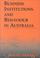 Cover of: Business Institutions and Behaviour in Australia