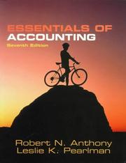 Cover of: Essentials of Accounting (7th Edition) by Robert Newton Anthony, Robert N. Anthony, Leslie K. Pearlman, Robert N. Anthony, Leslie K. Pearlman