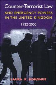 Cover of: Counter-terrorist Law and Emergency Powers in the United Kingdom, 1922-2000