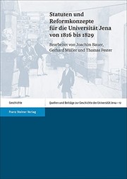 Cover of: Statuten und Reformkonzepte Fur Die Universitat Jena Von 1816 Bis 1829