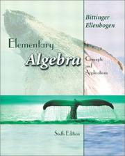 Cover of: Elementary algebra: concepts and applications