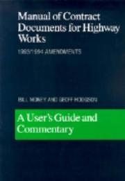 Cover of: Manual of Contract Documents for Highway Works by Geoff Hodgson, Bill Money