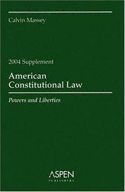 Cover of: American Constitutional Law Supplement: Powers and Liberties (Case Supplement)