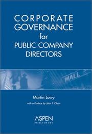 Cover of: Corporate governance for public company directors