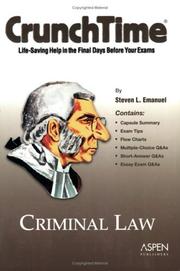 Cover of: Criminal law by Steven Emanuel