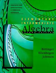 Cover of: Elementary and intermediate algebra by Judith A. Beecher