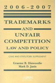 Cover of: Trademarks and Unfair Competition, 2006-2007 Case and Statutory