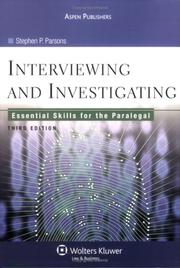 Cover of: Interviewing and Investigating by Stephen P. Parsons