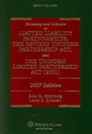 Cover of: Bromberg and Ribstein on Partnership Llps, Rupa, and Upla, 2007 by Alan R. Brombert, Larry E. Ribstein