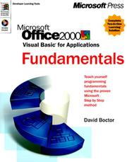 Cover of: Microsoft Office 2000 Visual Basic for Applications Fundamentals (Solution Set) by David Boctor