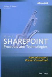 Cover of: Microsoft  SharePoint  Products and Technologies Administrator's Pocket Consultant by Ben Curry