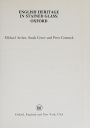 Cover of: English heritage in stained glass: Oxford