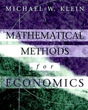 Cover of: Mathematical methods for economics