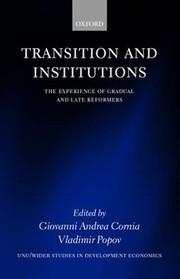 Cover of: Transition and institutions by edited by Giovanni Andrea Cornia, Vladimir Popov