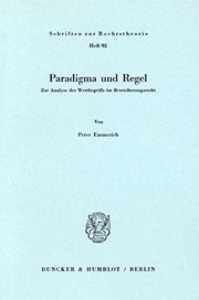 Cover of: Paradigma und Regel by Peter Emmerich