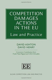 Cover of: Competition damages actions in the EU: law and practice