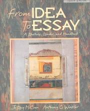 Cover of: From Idea to Essay by Jo Ray McCuen, Anthony C. Winkler, Anthony Winkler