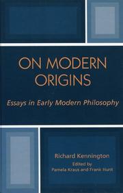 Cover of: On Modern Origins: Essays in Early Modern Philosophy