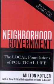 Cover of: Neighborhood government | Milton Kotler