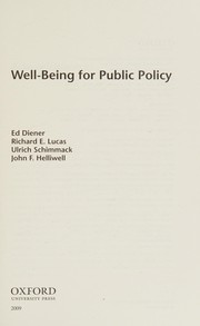Cover of: Well-being for public policy