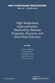 Cover of: High Temperature Superconductors : Volume 156: Relationships Between Properties, Structure, and Solid State Chemistry