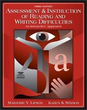 Cover of: Assessment & Instruction of Reading and Writing Difficulties by Marjorie Y. Lipson, Karen K. Wixson, Marjorie Y. Lipson, Karen K. Wixson