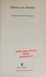 Cover of: Altman on Altman by Robert Altman