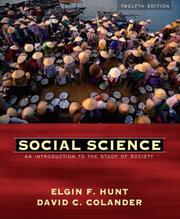 Cover of: Social Science by Elgin F. Hunt, David C. Colander, Elgin F. Hunt, David C. Colander