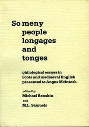 Cover of: So meny people longages and tonges: philological essays in Scots and mediaeval English presented to Angus McIntosh