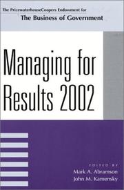 Cover of: Managing For Results 2002 (The Pricewaterhousecoopers Endowment Series on the Business of Government)